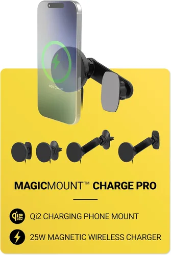 Miniatura 12 de Scosche MPQTRDV Qi2 MagSafe - Cargador de coche de 25 W de carga inalámbrica rápida para ventilación o tablero, soporte magnético para teléfono