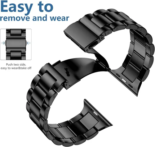 Miniatura 4 de Lerobo Compatible con Apple Watch Band de 1.732 in 1.654 in 1.575 in 1.496 in 1.614 in 1.772 in 150.9 ft 1.929 in, correa de metal de acero