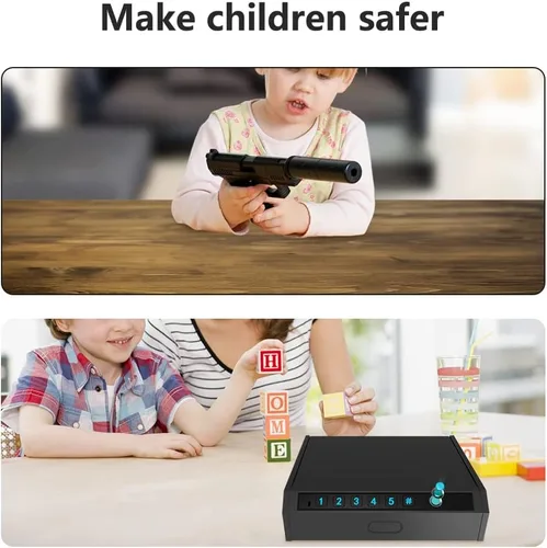 Miniatura 7 de Caja fuerte biométrica mejorada para pistolas de acceso rápido con huella digital y teclado digital, caja de seguridad portátil para pistolas