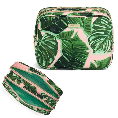 Bolsa de maquillaje Conair - Bolsa de aseo de viaje - Bolsa de cosméticos - Bolsa de aseo para mujeres - Organizador de doble cremallera - Estampado