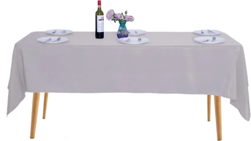 Miniatura 107 de Ascoza Paquete de 2 manteles rectangulares blancos de 60 x 84 pulgadas, tela de poliéster de 4 pies, para bodas, banquetes, restaurantes y fiestas