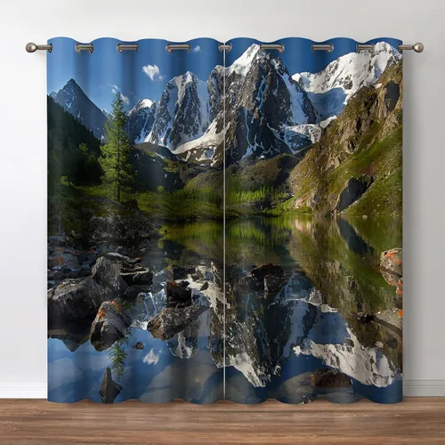 Miniatura 16 de Jekeno Cortinas opacas para oscurecer la habitación, con ojales, para ventana, atardecer, océano hawaiano, playa, tropical, palmera, decoración