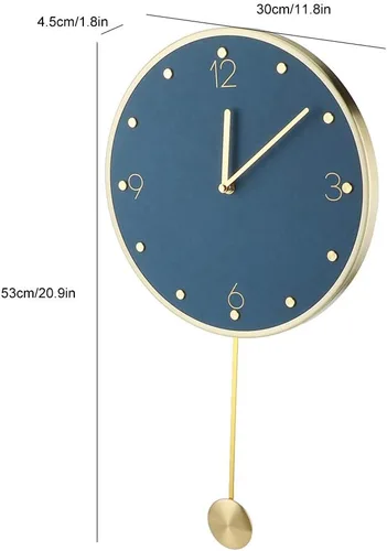 Miniatura 7 de Reloj de pared de péndulo moderno, reloj de pared grande para sala de estar, funciona con pilas, reloj de pared de péndulo silencioso para el hogar
