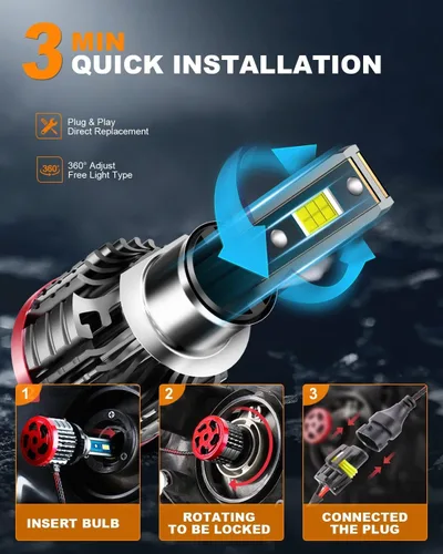Miniatura 6 de Bombillas LED H1, 80 W, 16000 lúmenes, luz de niebla LED blanca fría 6500 K, impermeable IP68, paquete de 2 unidades, repuesto de bombilla halógena