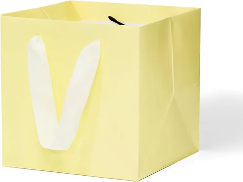 Miniatura 11 de Bolsa de regalo de papel kraft pequeña con fondo cuadrado con asas (kraft natural, 4 x 4 x 4 pulgadas, 10 unidades)