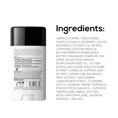 Miniatura 6 de MARLOWE. Desodorante en barra para hombre sin aluminio, 2.5 onzas, ayuda a combatir el olor, fórmula vegana limpia con aceite de coco, manteca