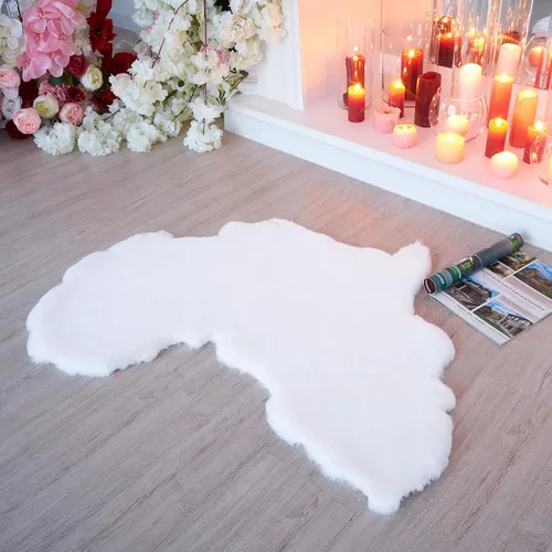 Miniatura 14 de Lith Home - Decoración africana para el hogar, alfombra de piel sintética de conejo, regalo impactante, felpa suave y lujosa, suelo de sala y Negro