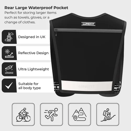 Miniatura 3 de LUMEFIT Chaleco para correr con soporte para teléfono, chaleco de hidratación con botella de agua, chaleco reflectante para hombres y mujeres