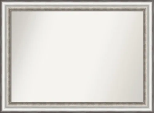 Miniatura 232 de Amanti Art Espejo de baño plateado para sobre el fregadero, 26 x 26 pulgadas, espejo cuadrado de plata antigua, marco de madera tradicional mediano