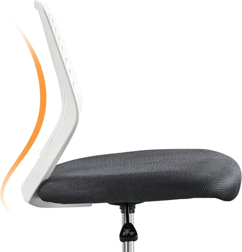 Miniatura 8 de Topeakmart Silla de escritorio sin brazos, soporte lumbar de malla, ergonómica, giratoria para espacios pequeños, gris oscuro