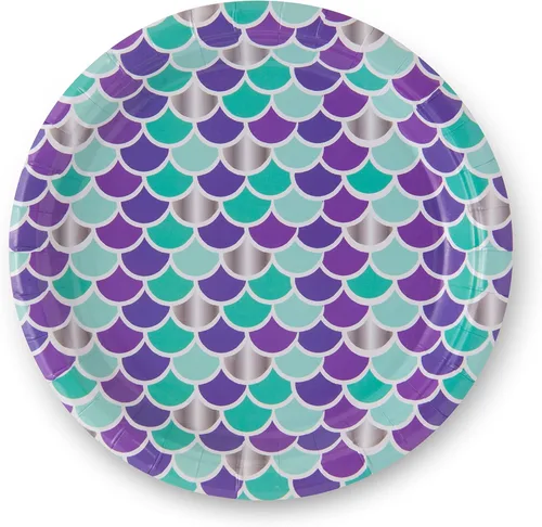 Miniatura 6 de Royal Bluebonnet Platos de fiesta de sirena – 24 juegos de platos de papel de sirena púrpura y suministros de servilletas, productos de papel