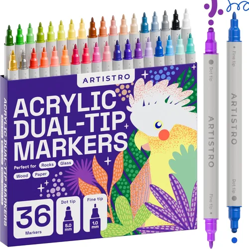 Miniatura 11 de ARTISTRO 12 marcadores de pintura acrílica de roca - Kit de pintura de roca para artes y manualidades - Bolígrafos de pintura acrílica de doble punta