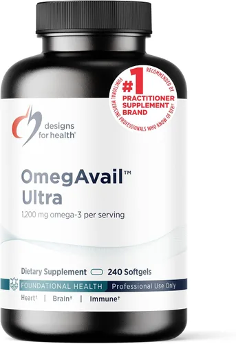 Designs for Health OmegAvail Ultra TG Aceite de pescado 1200 mg - Suplemento de aceite de pescado Omega 3 en forma de triglicérido con DHA/EPA - Sin