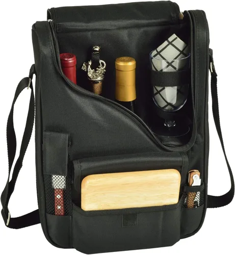 Miniatura 9 de Picnic at Ascot Bolsa térmica original aislada para vino y queso, diseñada, montada y aprobada de calidad en los Estados Unidos Azul marino/Blanco