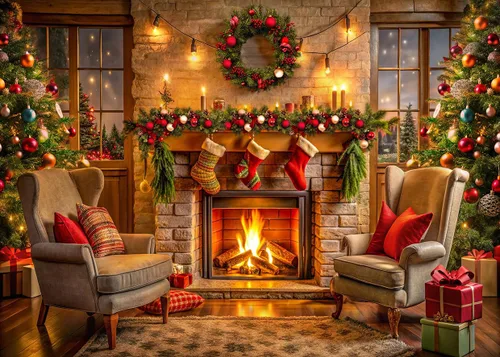 Fondos de Navidad de 94.4 x 70.8 pulgadas, telón de fondo de fotografía de Navidad, telón de fondo de chimenea, fondo de Navidad para fotografía,