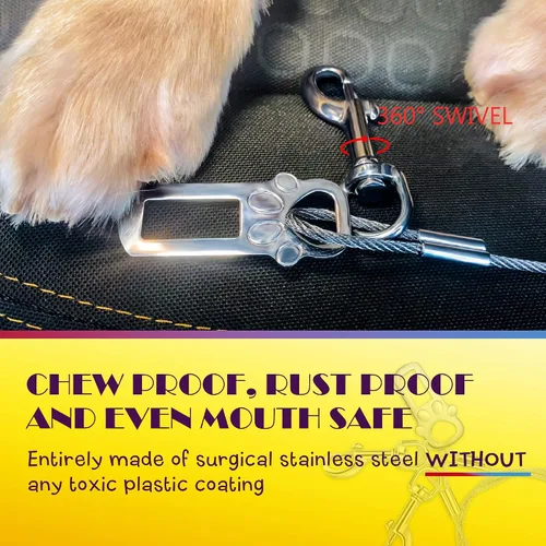 Miniatura 3 de Cinturón de seguridad para automóvil para perro sin masticar ni masticar, cinturón de seguridad para cachorros, con doble clip y cierre de fijación