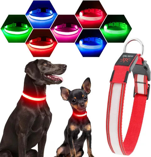 Miniatura 12 de Collares de perro con luz Visinite para perros pequeños, collar de perro LED recargable, collar de perro iluminado totalmente ajustable, collares