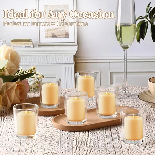 Miniatura 6 de LETINE Clear Glass Tea Light Holders Set of 6 - Votive Candle Holders for Weddings, Events, Home, Bridal Shower, Birthday, Christmas, Party Table