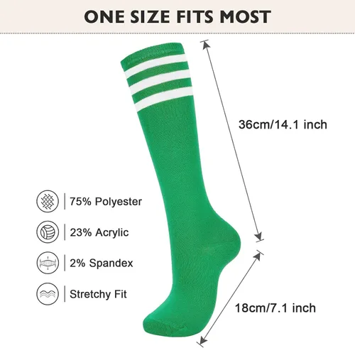 Miniatura 4 de Calcetines deportivos hasta la rodilla para mujer, para deportes al aire libre, medias altas hasta el muslo, calcetines casuales a rayas