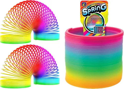 Miniatura 10 de JA-RU Big Rainbow Spring Toys for Kids (3 unidades) - Juguete clásico de resorte helicoidal de plástico Juguetes para ansiedad para aliviar