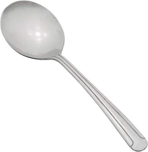 Winco Dominion - Juego de cucharas de caldo pesadas, 12 piezas, acero inoxidable 18-0, color plateado