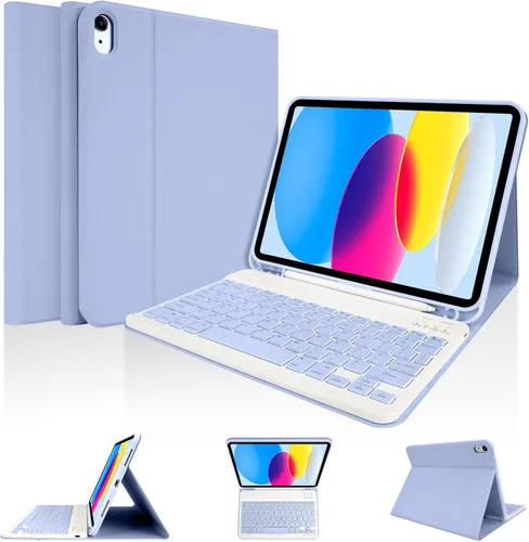 Miniatura 16 de LAMA Funda con Teclado Touchpad para iPad (A16) 11ª generación 2025/10ª generación 2022, funda tipo folio con soporte para lápiz, trackpad