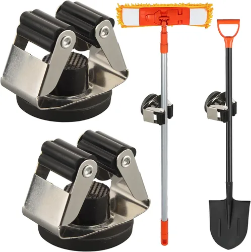 Miniatura 11 de MUTUACTOR Soportes magnéticos para escobas, 2 piezas de clips magnéticos resistentes antiroturas para montaje en pared, sin perforación, ganchos