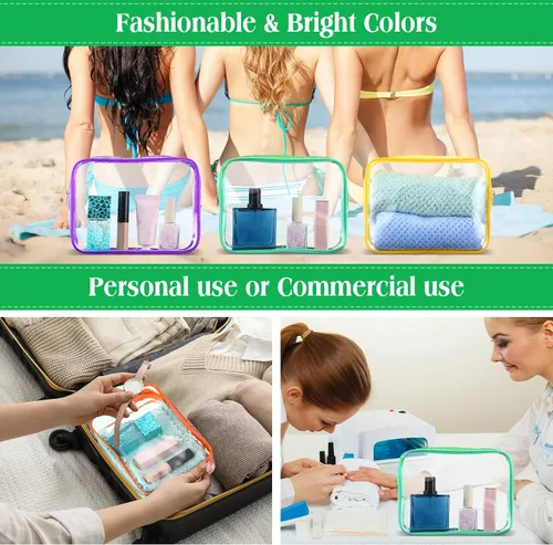 Miniatura 6 de Bolsas de maquillaje transparentes a granel, bolsa de aseo de viaje de 7 x 5.5 x 1.6 pulgadas, bolsa de PVC con cremallera, estuche de plástico