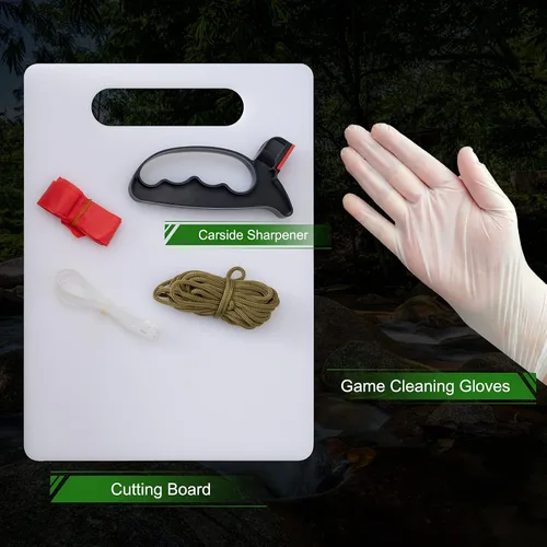 Miniatura 6 de GVDV Juego de cuchillos de caza, kit de aderezo de campo de ciervos, juego de procesador de juego con desollador de gancho intestinal, esparcidor