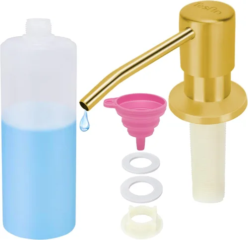 Miniatura 15 de Dispensador de jabón para platos para fregadero de cocina de níquel cepillado, dispensador de jabón para debajo del fregadero con cabezal de bomba