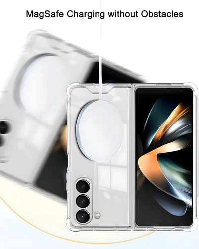 Miniatura 5 de Funda magnética transparente para Samsung Galaxy Z Fold 5 [compatible con accesorios MagSafe] Funda magnética delgada a prueba de golpes