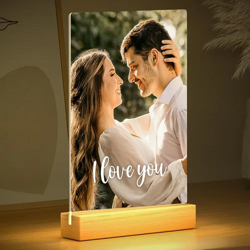 Miniatura 2 de Jkolalin Marcos de fotos personalizados con foto, marco de fotos personalizado con luz nocturna, marco de fotos personalizado, regalos de Estilo 001
