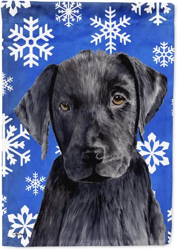 Miniatura 210 de Caroline's Treasures SC9374GF Bulldog English Snow flakes Holiday Garden Flag Buzón Bandera decorativa para patio exterior, patio, obras de arte