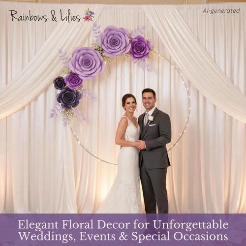 Miniatura 8 de Rainbows & Lilies 10 flores de papel grandes para decoración de pared, rosas artificiales 3D para bodas, fiestas de novia, baby shower, decoración