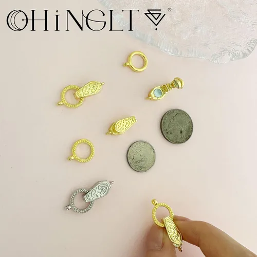 Miniatura 4 de OHINGLT Cierres y cierres magnéticos plegables de latón chapado en oro y plata de 18 quilates con convertidor de imán de bucle para hacer joyas