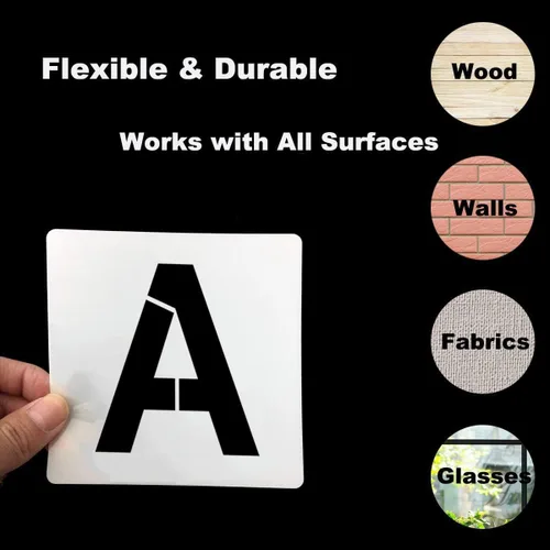 Miniatura 5 de Plantillas de letras y números del alfabeto de 7 pulgadas, paquete de 40 plantillas grandes de letras y números con letreros para pintar sobre