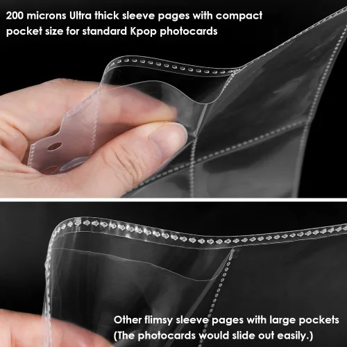 Miniatura 3 de 4 páginas de bolsillo, 120 bolsillos de una sola cara de 3.5 x 2.4 pulgadas, paquete de 30 fundas protectoras de hojas pesadas para carpetas A5