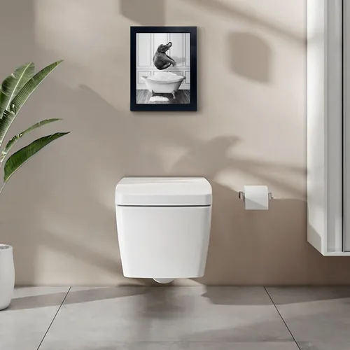 Miniatura 4 de calmart Arte Gracioso de Pared de Elefante - Imágenes de Elefante Lavando en Bañera para Pared Pinturas de Animales Por Favor Siéntate Usted Cartel
