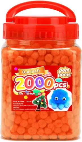 Miniatura 47 de Iooleem Pompones rosados – Tamaño surtido, 1200 piezas con ojos móviles, opciones de purpurina, perfectos para artes y manualidades
