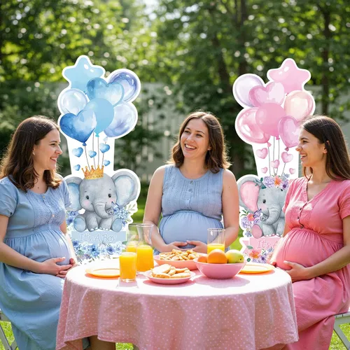 Miniatura 6 de 2 juegos de letreros de plástico para baby shower con estacas, decoraciones al aire libre para revelación de género, azul y rosa, letrero de patio