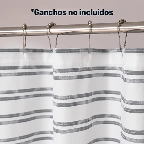 Miniatura 4 de Amazon Basics Cortina de ducha de tela jacquard geométrica para baño, ligera, impermeable y lavable, 72 pulgadas de ancho x 72 pulgadas de largo