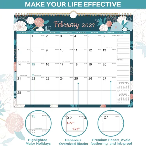 Miniatura 4 de Pinchoco Calendario 2027 – Calendario de pared 2027 de 12 meses, enero de 2027 a diciembre de 2027, 11.5 x 15 pulgadas, el calendario de pared 2027