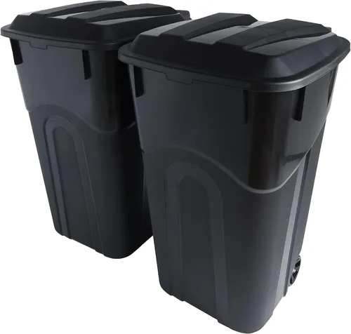 Miniatura 13 de United Solution TI0087 - Contenedor de basura redondo de 20 galones, color negro, fácil de transportar con construcción resistente, asas de paso