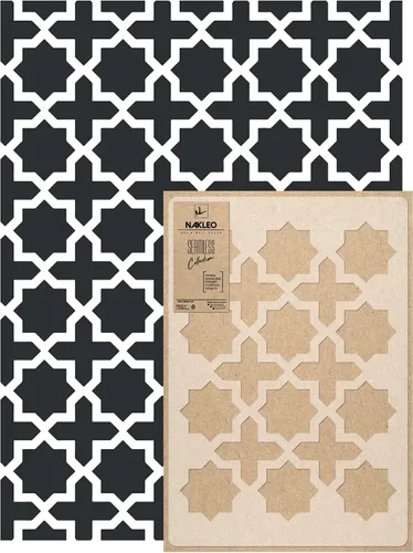 Miniatura 10 de NAKLEO Plantilla de pintura de pared de tamaño grande, 23.2 x 37.4 pulgadas, plantilla de plástico reutilizable marroquí Agadir, papel tapiz