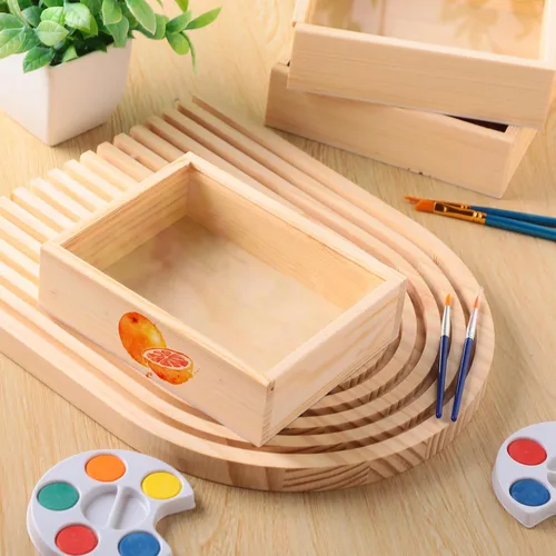 Miniatura 7 de Thyle 12 cajas de madera sin terminar de 4.9 x 6.3 pulgadas con tapas acrílicas, pequeñas cajas de madera de sombra sin terminar, regalo