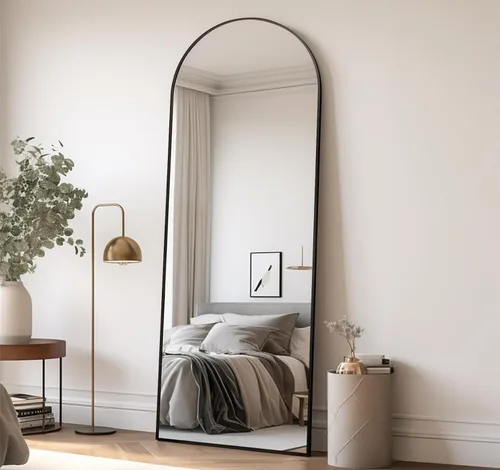 Miniatura 28 de Espejo Arqueado de Longitud Completa de 65''x22'' con Soporte, Espejo de Cuerpo Completo de Longitud Completa de Pie Independiente, Espejos