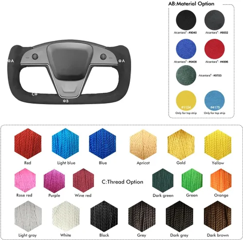 Miniatura 8 de MEWANT Funda de Volante de Athsuede con Costura Manual en Negro 9040 para Tesla Model S Yoke 2021-2023 Model X 2021-2023