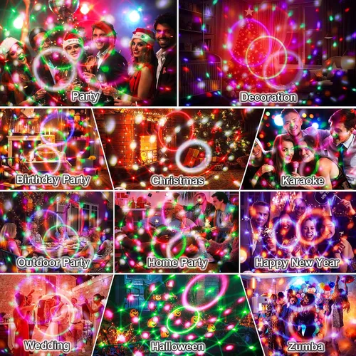Miniatura 6 de Luz de bola de discoteca, luces de DJ para fiestas, luces estroboscópicas activadas por sonido, decoraciones de fiesta de discoteca, iluminación