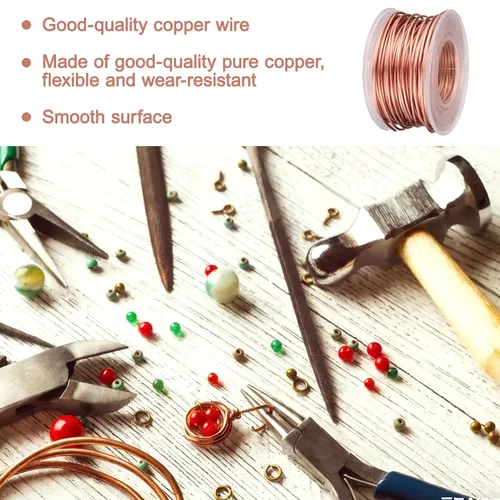 Miniatura 4 de Antena de jardinería electrocultural, 18m/59ft 99.9% alambre de cobre puro blando electrónico desnudo bobina de varilla de estaca de cobre calibre