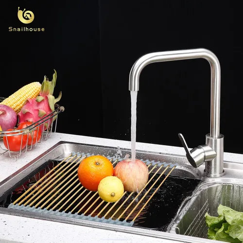 Miniatura 6 de Snailhouse Escurridor de platos enrollable, escurridor de platos de acero inoxidable sobre el fregadero con silicona antideslizante para encimera
